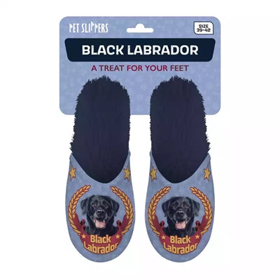 Markenlos Pantoffel Schwarzer Labrador Dunkelblau