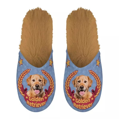 Markenlos Pantoffel Golden Retriever Flieder/Beige